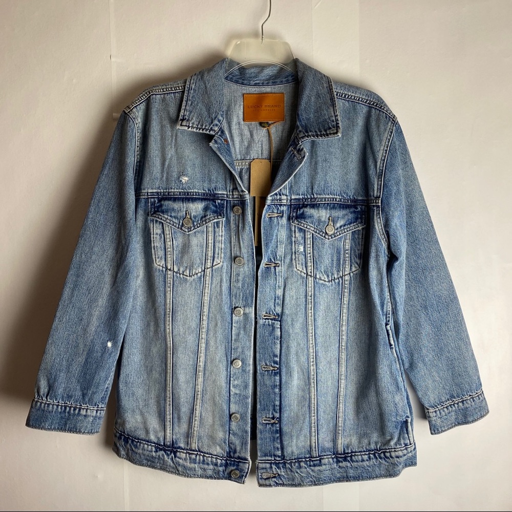 NEW Lucky Brand Oversized Trucker Denim Jacket L,M - Picture 5 of 15